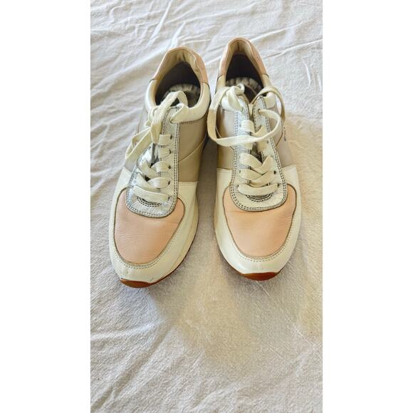 Michael Michael Kors Women’s Leather Sneakers Size 8.5M Blush Pink Cream Silver - Picture 1 of 9